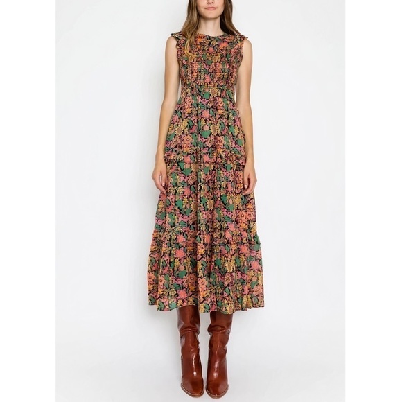 Banjanan Dresses & Skirts - Banjanan Maxi Floral Smocked Iris Dress